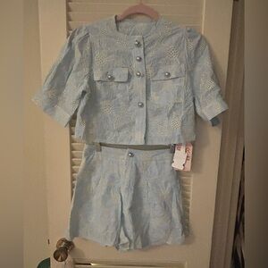 Light Blue High Waist Women Shorts